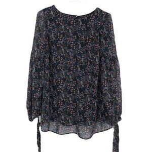 H&M Sheer balloon sleeve  lined floral blouse